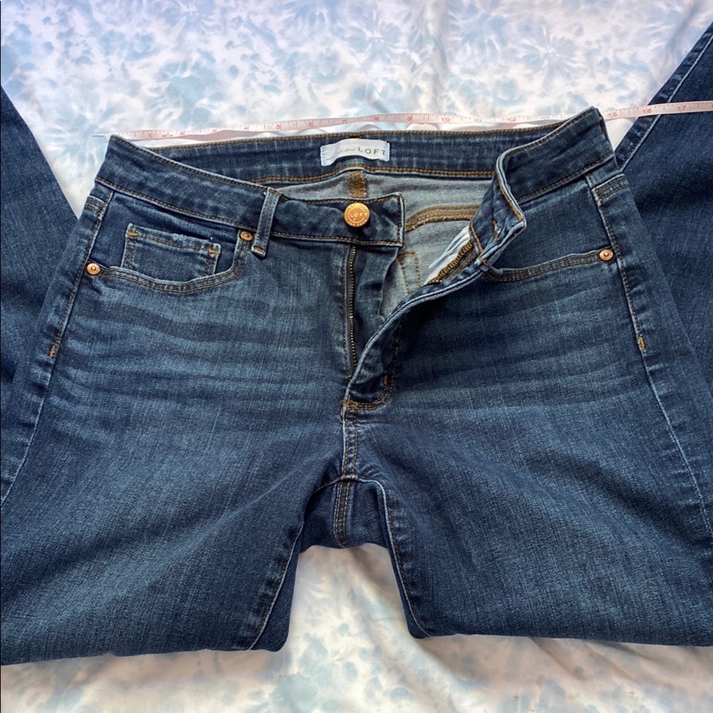 LOFT Blue High Rise Jeans with Stretch and Indigo Wash